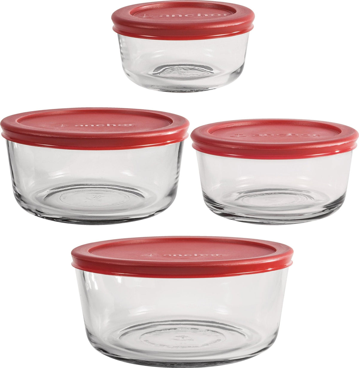 Round Glass Storage Set with Lids, Assorted Sizes, 4 Count