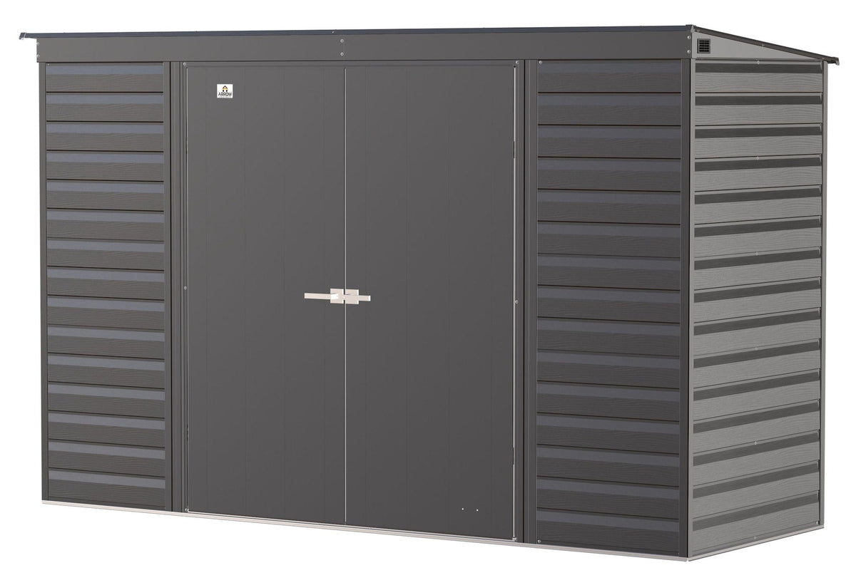Arrow Select Galvanized Steel Storage Shed, Charcoal, 10-ft x 4-ft