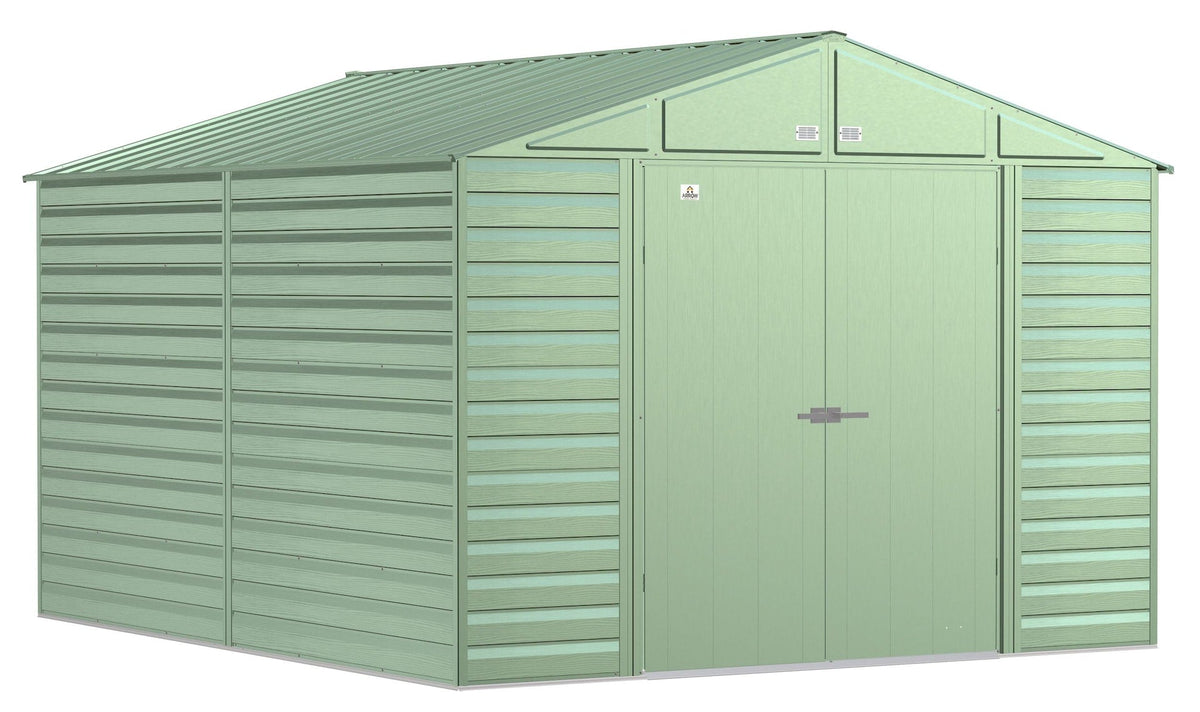 Arrow Select Galvanized Steel Storage Shed, Sage Green, 10-ft x 12-ft