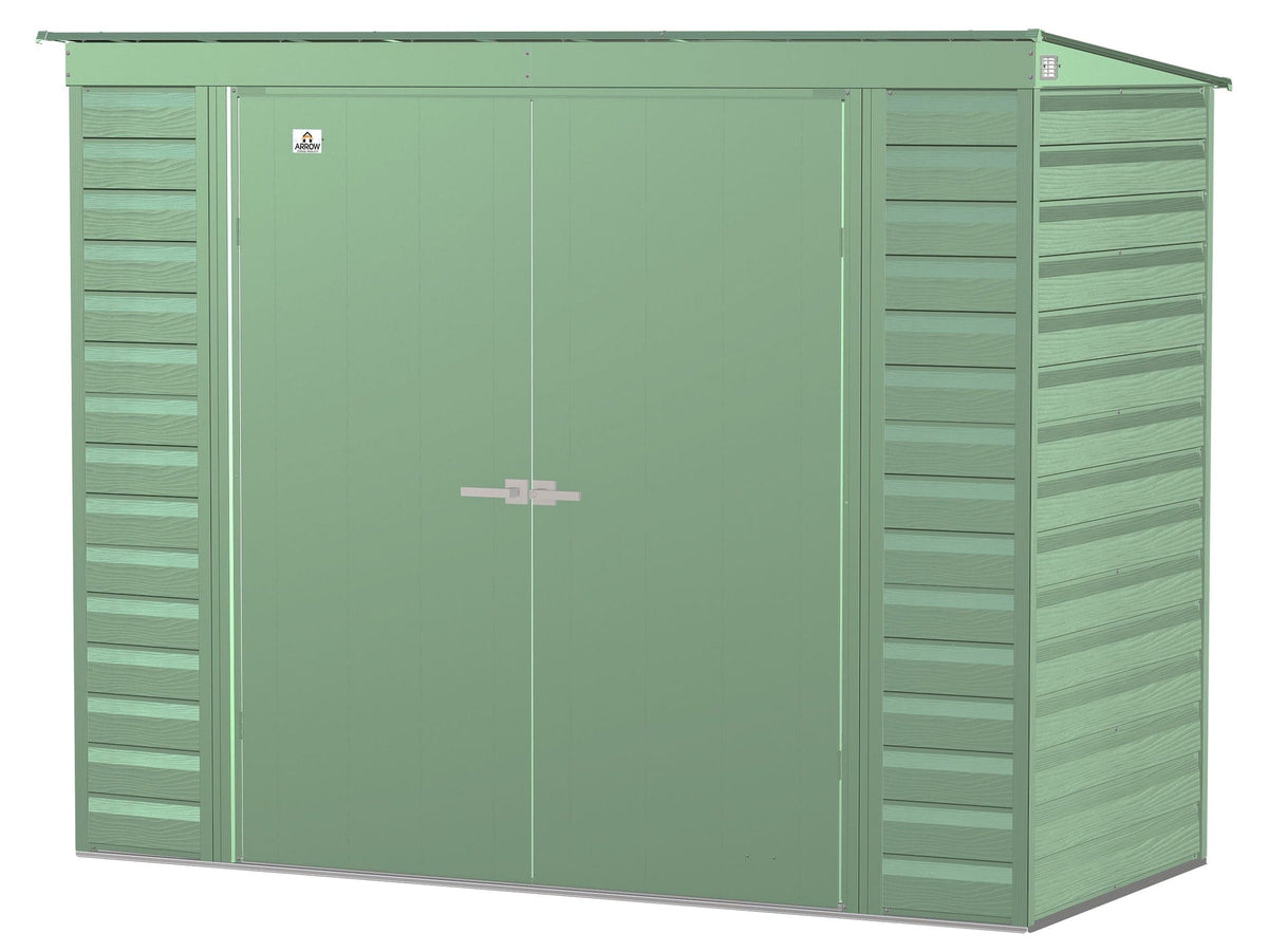 Arrow Select Galvanized Steel Storage Shed, Sage Green, 8-ft x 4-ft