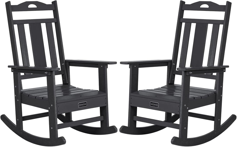 Outdoor Rocking Chairs Set of 2, HDPE All Weather Resistant Rocking Chair for Porch, Oversized Patio Rocker Chair for Adult, Outdoor Rockers for Garden Lawn Q2314