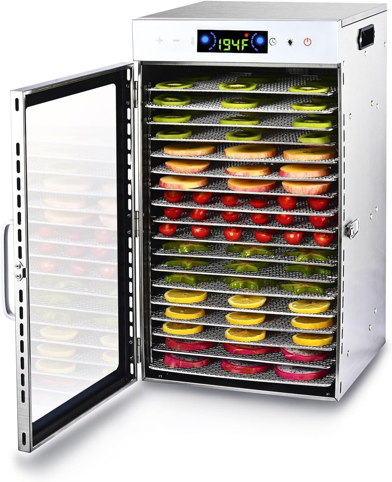 Touch screen 18-Floor Stainless Steel Food Dehydrator, Adjustable Timer and Temperature, 18 Racks, Dryer for Jerky, Meat, Fruits, herbs, tea, sourdough starter and Vegetables and lot more S2679