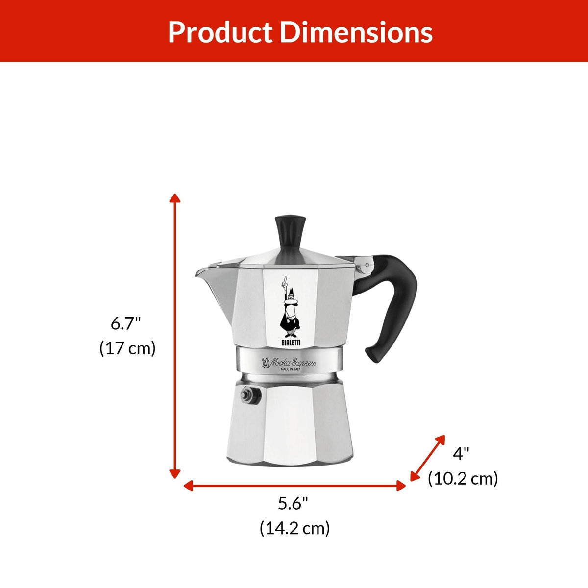 Moka Pot with Ergonomic Anti-Scale Handle, 3-Cup