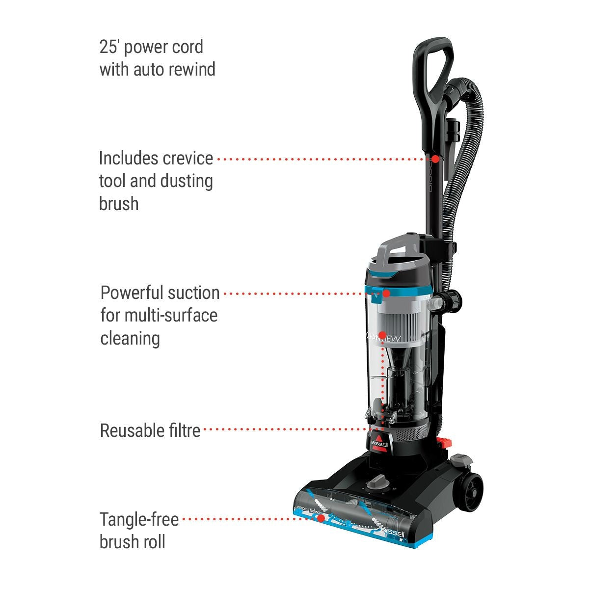 BISSELL CleanView Multi-Cyclonic Upright Corded Vacuum Cleaner