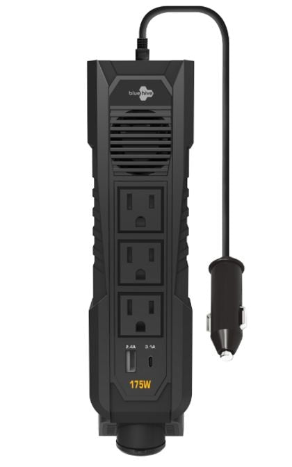 Power Inverter with USB Ports & Electrical Outlets, 175W