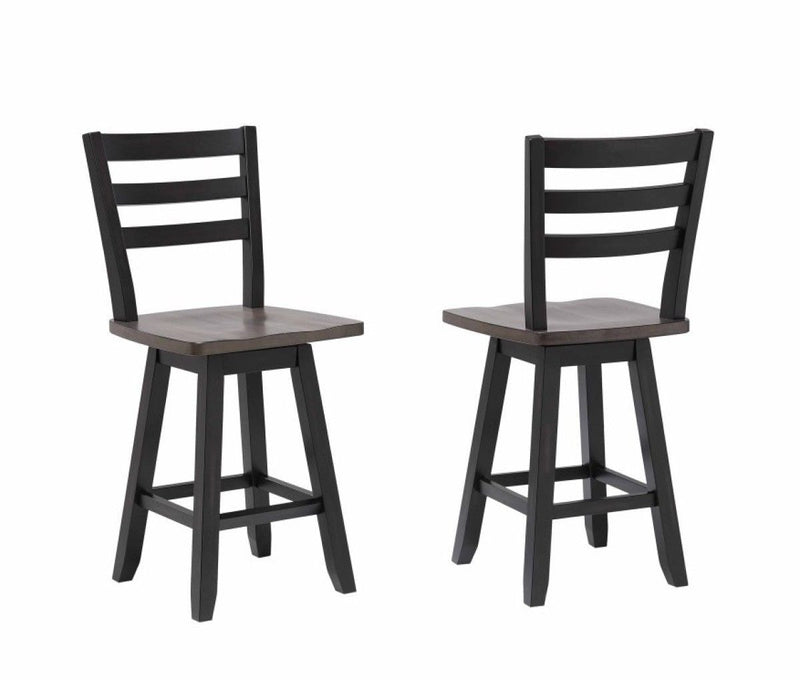 Aaron Oak/Dark Grey Swivel Counter/Bar Stool with Back Rest, 2-pc J4208