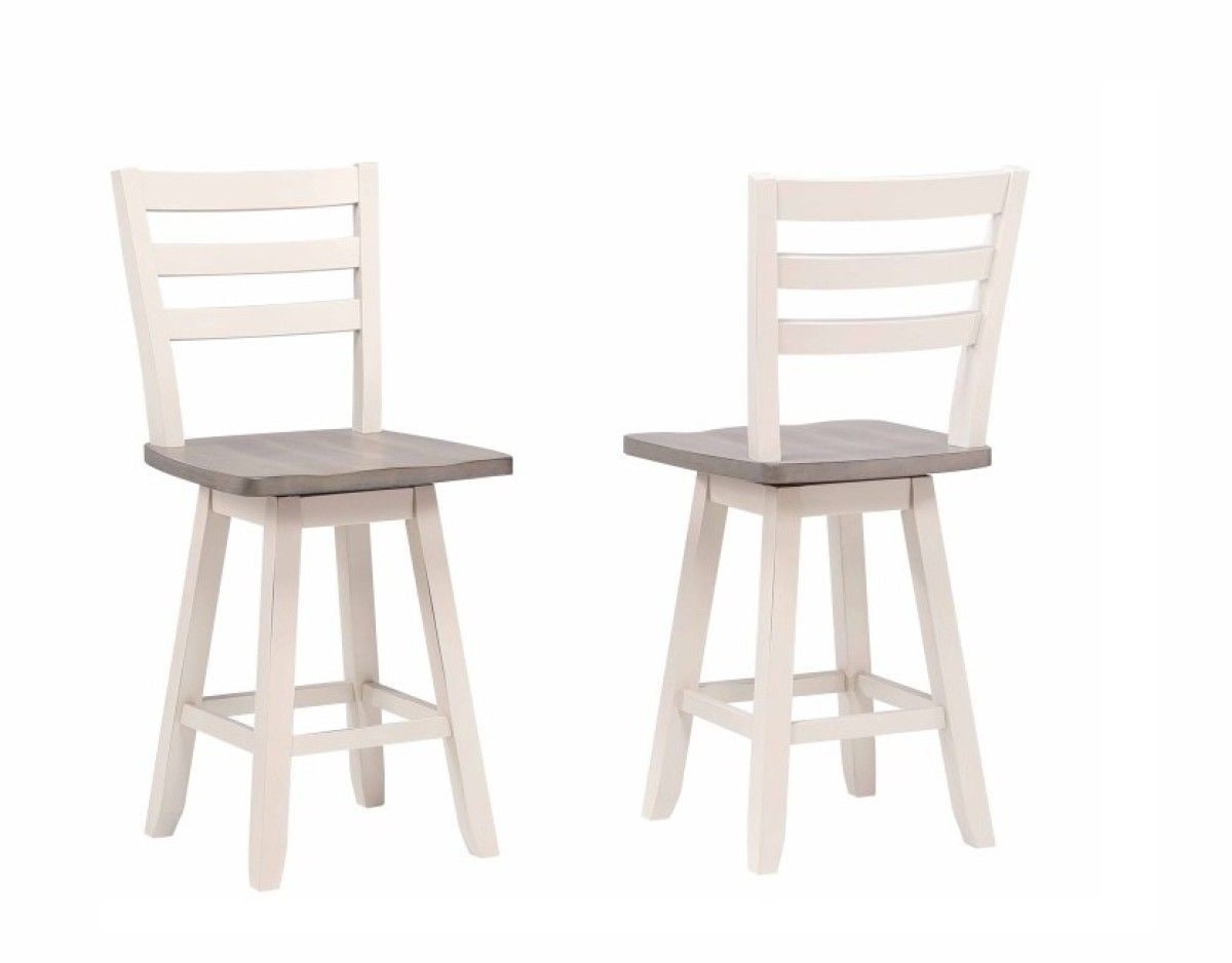 Alice Grey/White Swivel Counter/Bar Stool with Back Rest, 2-pc