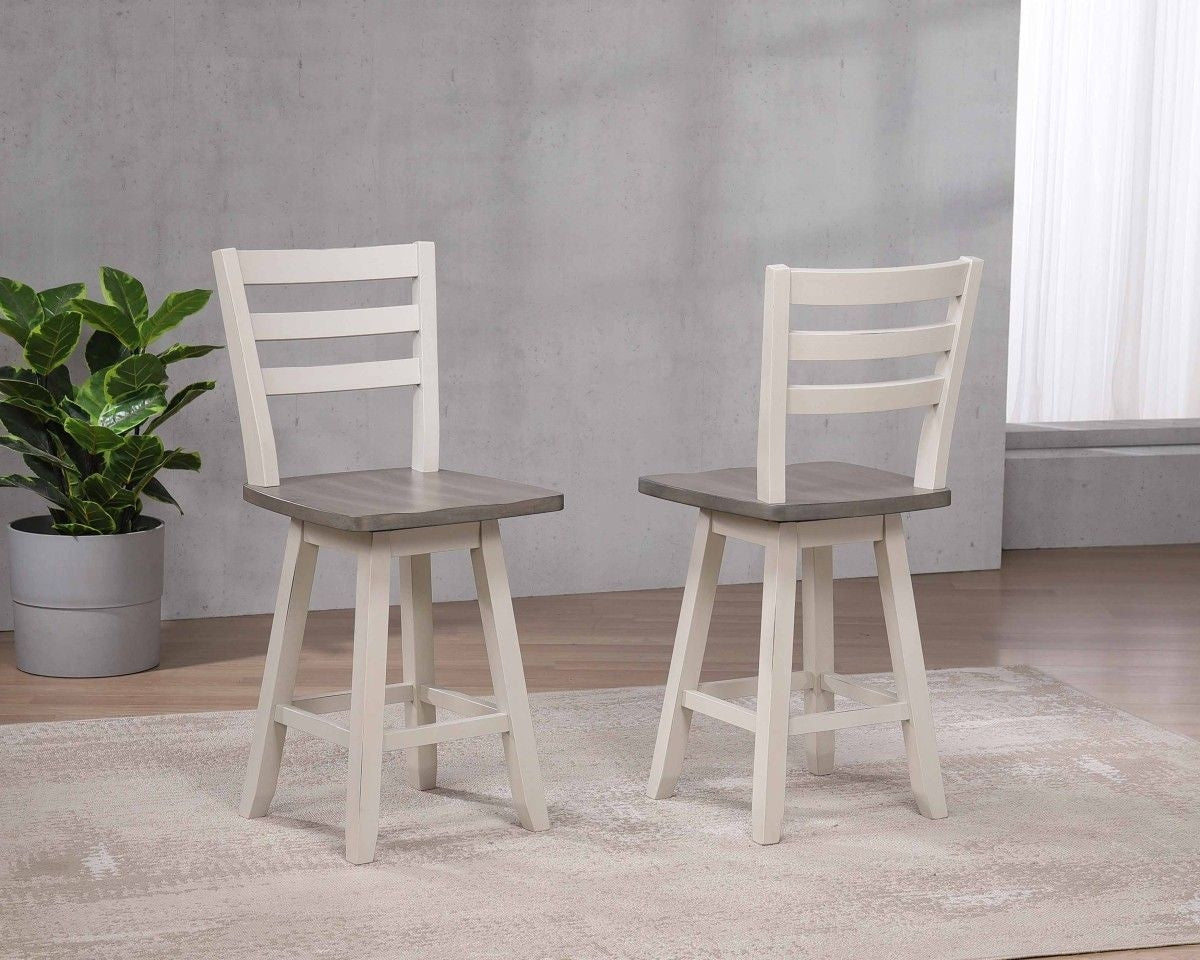 Alice Grey/White Swivel Counter/Bar Stool with Back Rest, 2-pc