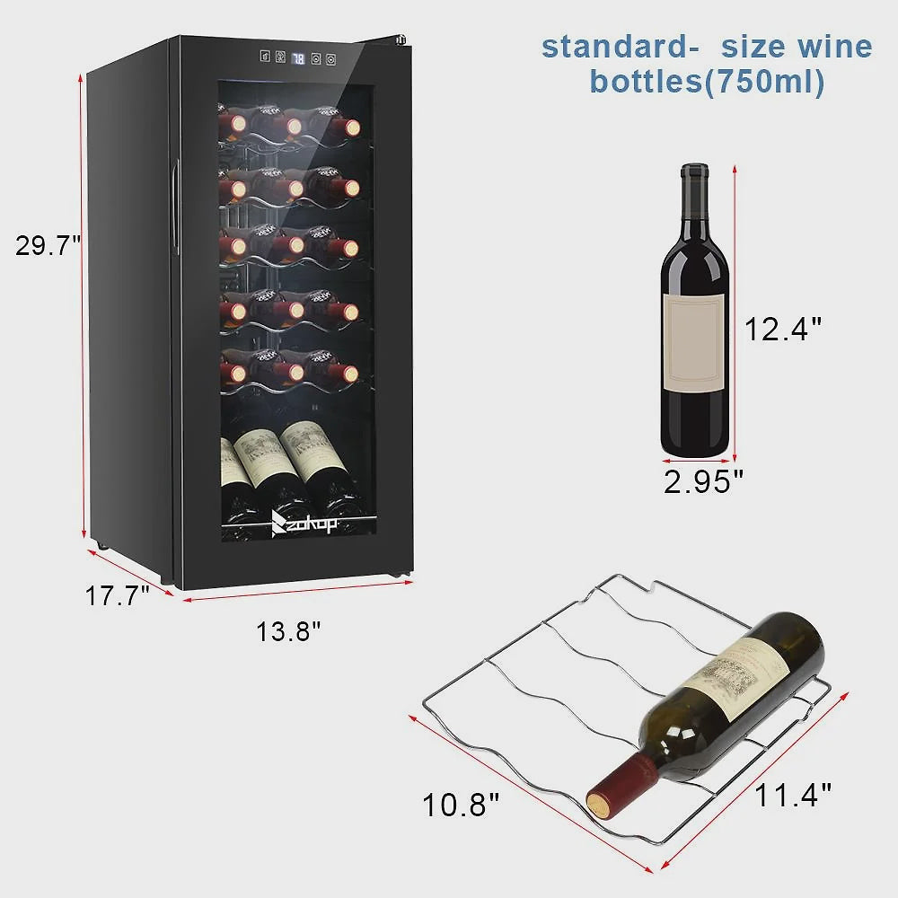 Zimtown 1.8Cu.Ft 18Bottle Compressor Wine Cooler Refrigerator Freestanding Compact Mini Wine Fridge