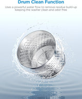 Portable Washer with 6 Cycles, Drum Clean, Quick, Stainless Steel Tub, Transparent Lid, LED Display Washing Machine, White