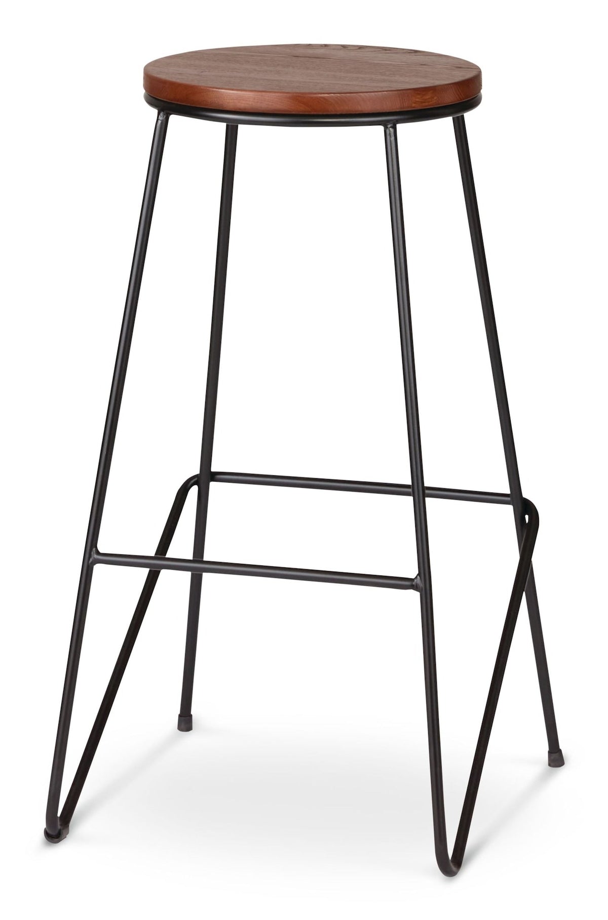 CANVAS Axel Round Metal & Solid Wood Top Counter Stool Armless Backless, Black/Brown