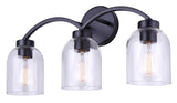 Canvas Bentbrook 3-Light Vanity with Glass Shade, Black