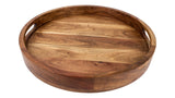 CANVAS Round Wood Serving Tray with Cut-Out Handles, 16-in