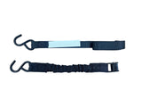 Certified Bungee Cam-Buckle Tie-Down, 600-lb Break Strength, Black, 8-ft, 2-pk