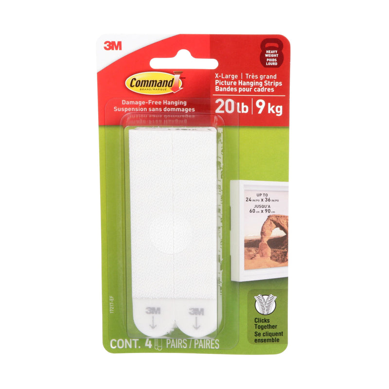 20-lb White Picture Hanging Strips, Pairs, X-Large Strips S3995