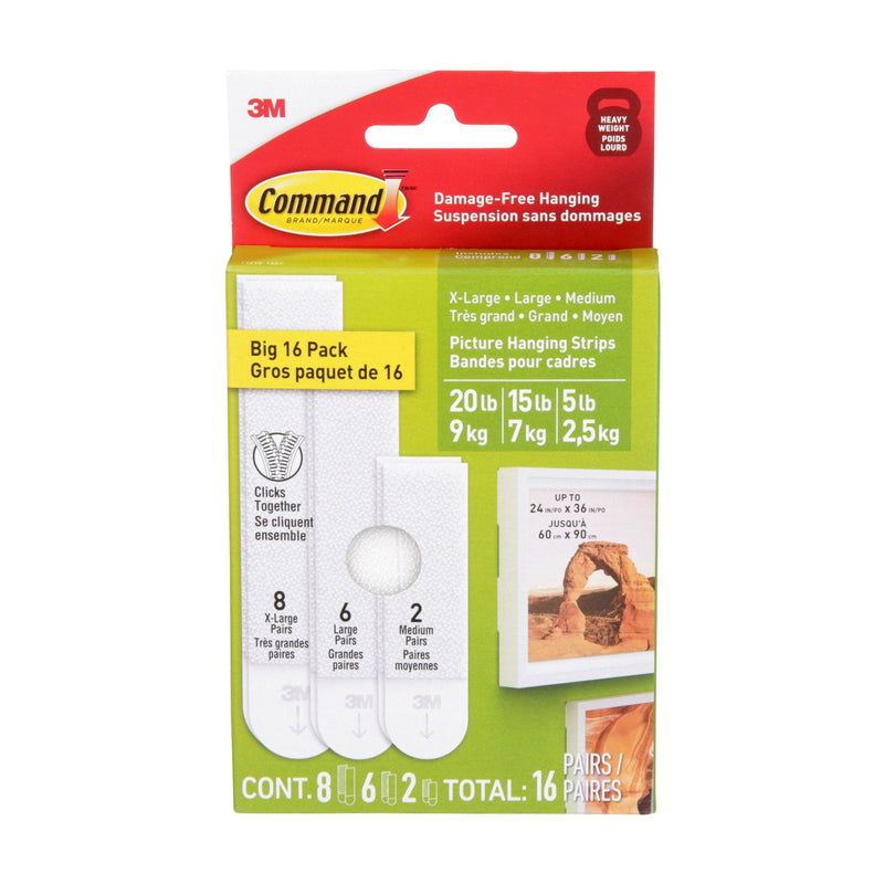 White Picture Hanging Strip Mixed Pack, 17218-16EF | 16 Pairs Y9860