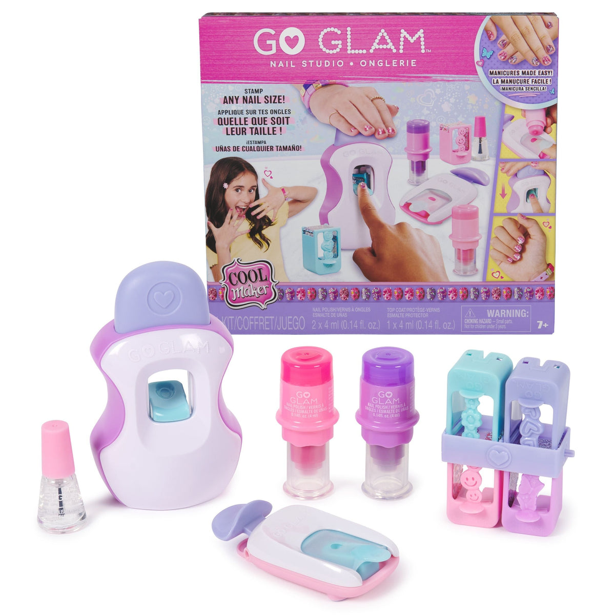 Studio Nail Kit, Style 200 Nails, 4 Designs, 2 Polish Applicators & Mask, Ages 7+