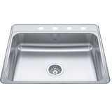 Drop-In Single 4-Hole Stainless Steel Sink, 22x25-in