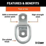 1-in x 1-1/4-in Surface-Mounted Tie-Down D-Rings, 1200-lb, 2-pk