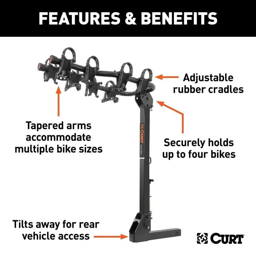 12126 Premium Hitch-Mounted Bike Rack (4-Bike, 2-in Shank)