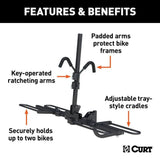 18085 2-Bike Tray-Style Hitch Mount Bike Rack, Fits 1-1/4, 2-in Receiver, Black
