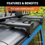 18122 Quick-Release Roof Rack Crossbars, Black Steel, Select Wrangler JK