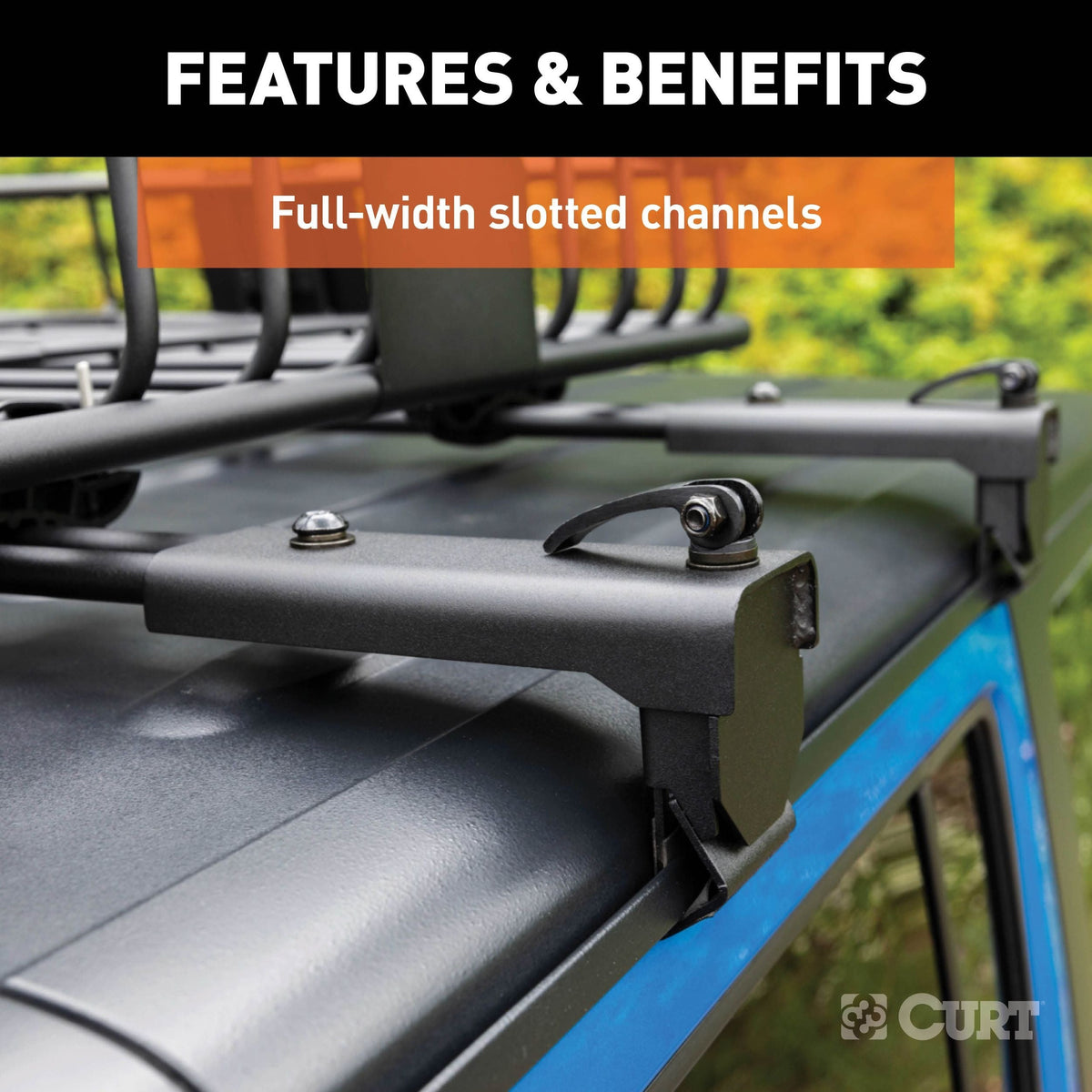 18122 Quick-Release Roof Rack Crossbars, Black Steel, Select Wrangler JK
