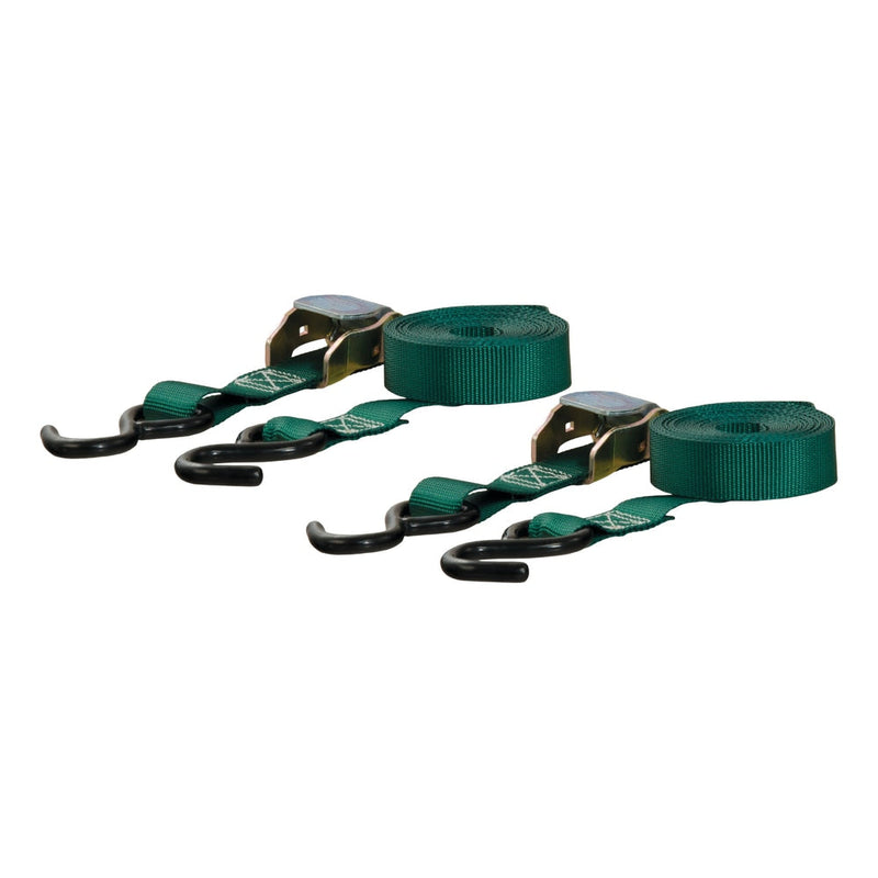 83015 Cargo Straps with S-Hooks, Dark Green, 300-lb, 15-ft, 2-pk N543