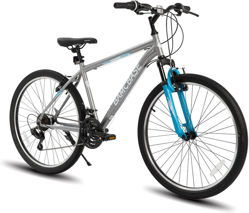 26/27.5 Inch Mountain Bike, Mens Womens MTB with 21 Speeds, High-Tensile Steel Frame, V Brake, Hardtail Bicycle for Adults G4414