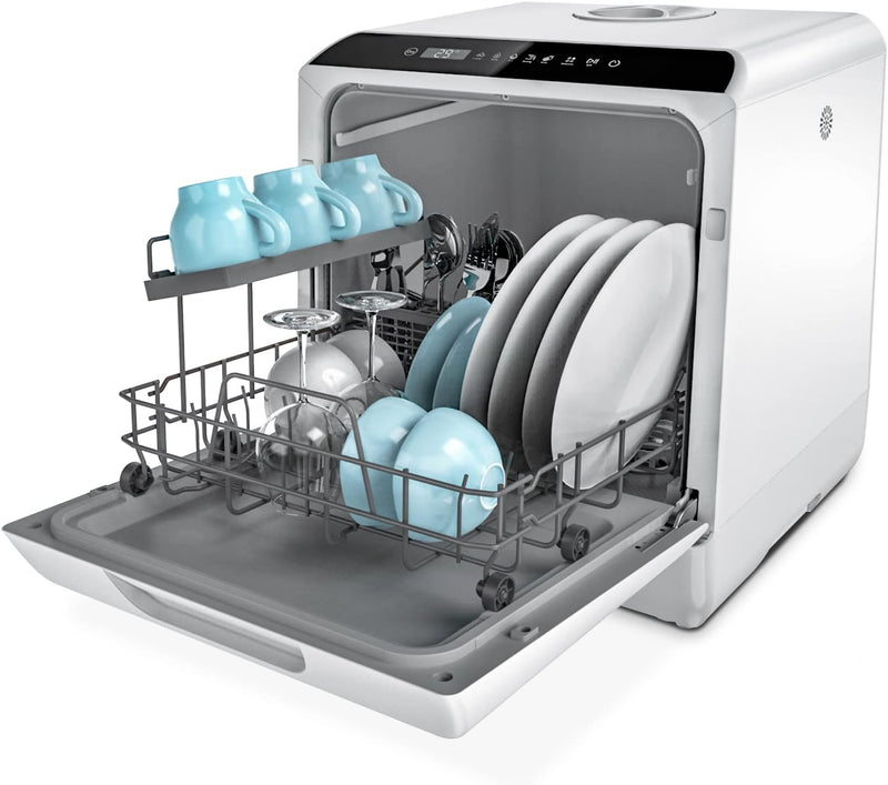 Countertop Dishwasher, 5 Washing Programs Portable Dishwasher With 5-Liter Built-in Water Tank For Glass Door M8929