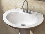 Pedestal Sink with Leg, White, 22.64 x 18 x 33.66-in