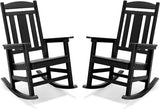 Rocking Chair Outdoor, Weather Resistant Poly Plastic Rocker Chairs, 350lb Heavy Duty, Oversized Porch for Adult, High Back Smooth Chairs Outdoor & Indoor, Black 1Chair
