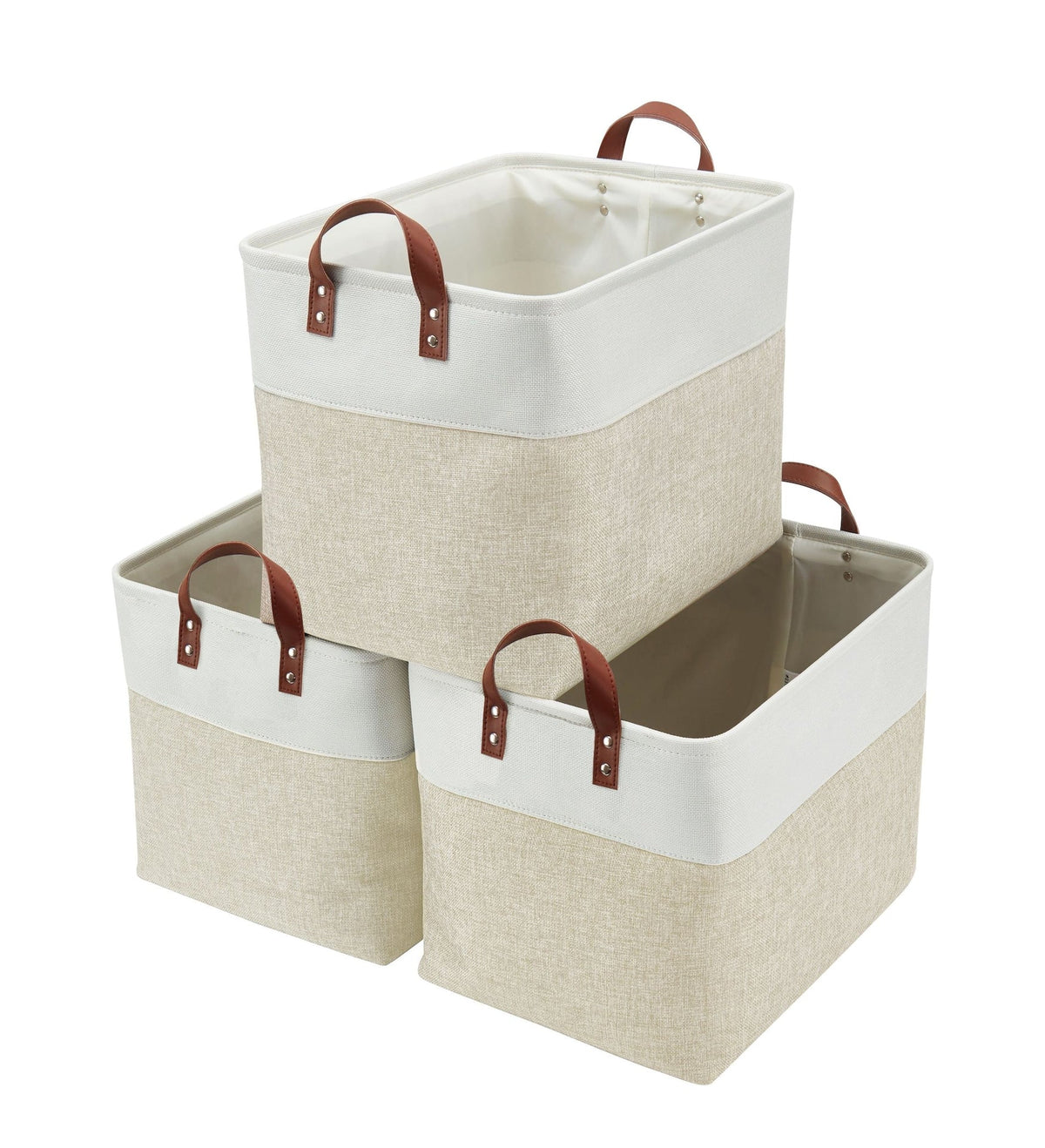 Jumbo Foldable Storage Basket, 42-L, 3-pk, Beige