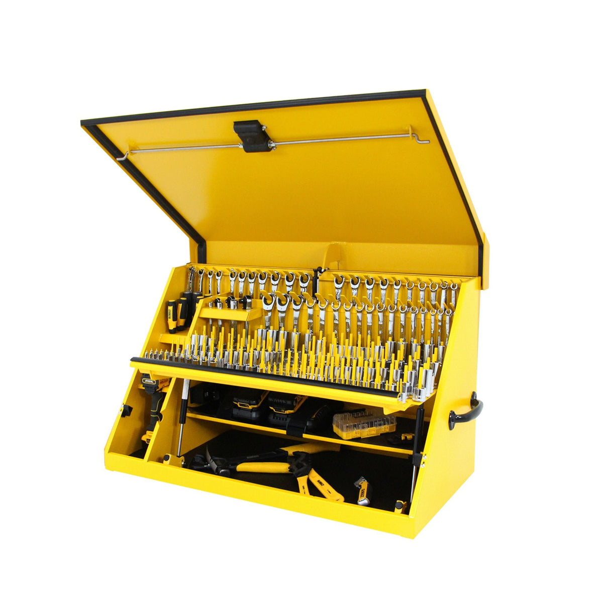 Triangle Portable Multi-Tier Steel Tool Box with Power Outlet, 36-in