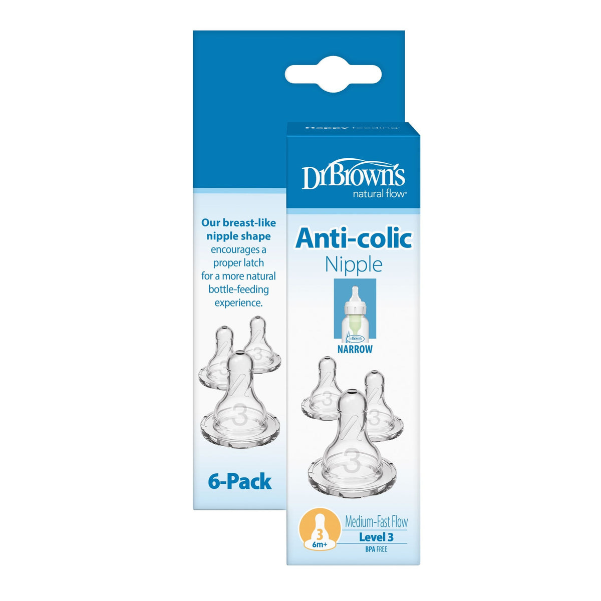 Natural Flow Level 3 Silicone Nipples, 6-pk