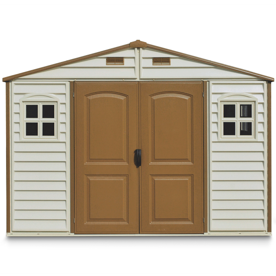 Woodside Vinyl Resin Garden Shed, Brown, 10-1/2-ft x 8-ft