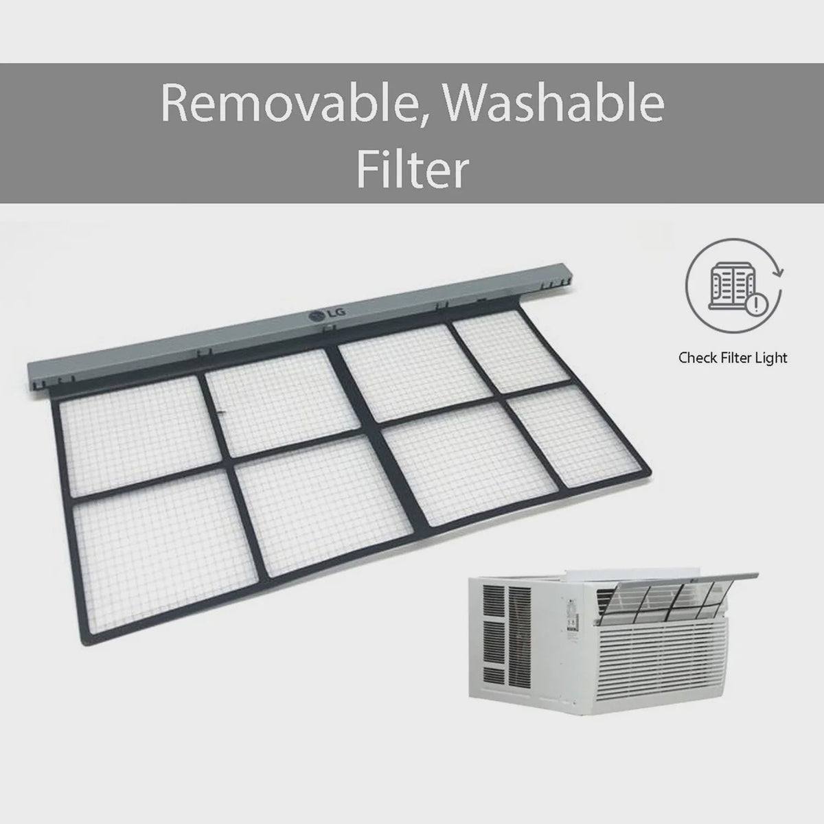 LG 8,000 BTU 340 Sq ft Window Air Conditioner with Remote Control, White, LW8016ER