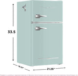 Retro Mini Fridge with Freezer & Side Bottle Opener-Small 2 Door Refrigerator for Office Bar or College Dorm Room-3.1 Cu Ft – 19”"D x 20.5" W x 33.5" H