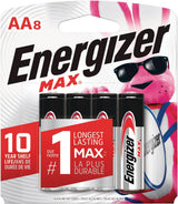 Max 8-pk AA Alkaline Batteries, Long Lasting, All Purpose