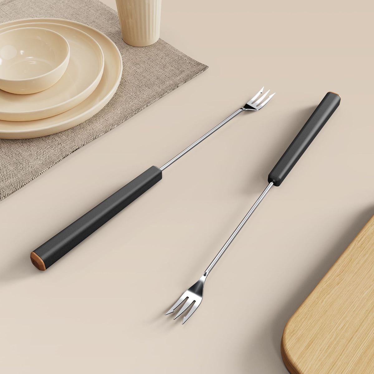 Fondussimo Fondue Forks, 12 Piece, Black