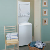 GE 27 in. Electric White 4.4 cu. ft. (I.E.C) Washer and 5.9 cu. ft. Dryer Laundry Centre