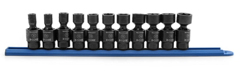 6-Point Standard Drive X-Core Pinless Universal Joint Impact Socket Set, Metric, 3/8-in, 11-pc Q9085