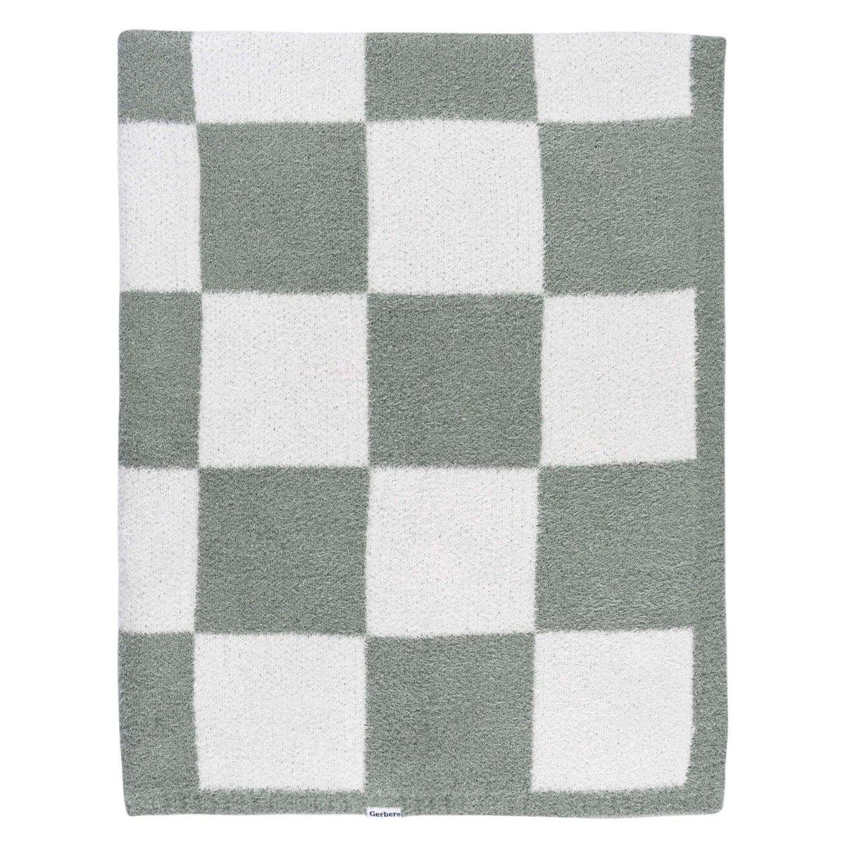 Childrenwear Green Checkered Silky Mink Baby Blanket