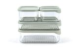 Modular Reusable Glass Fridge Food Storage Container Set with Peel-Off Lid, 5 Count