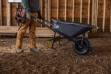 Pro Grade Heavy Duty Poly Tub Wheelbarrow, Poly/Plastic Tray, 6-cu-ft