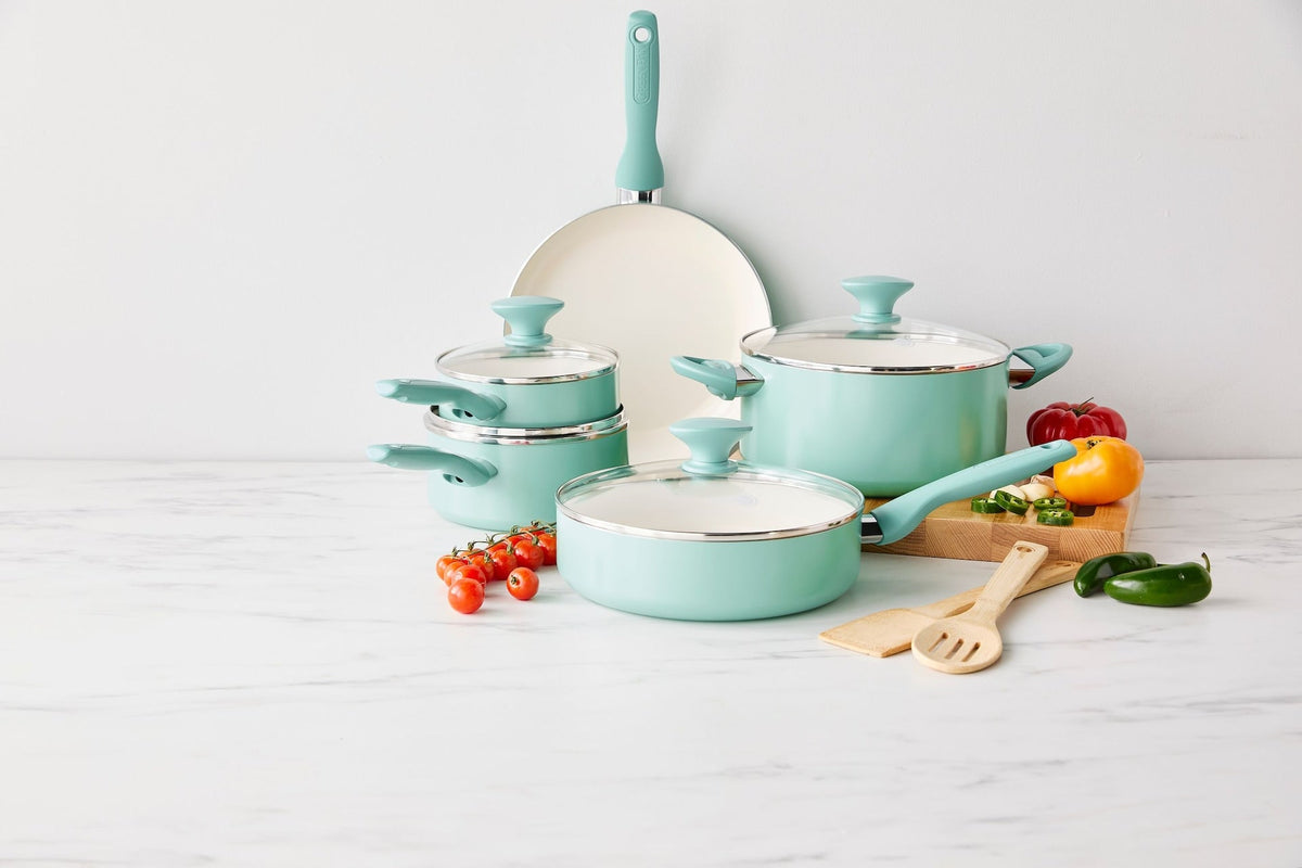 Rio Ceramic Cookware Set, Dishwasher & Oven Safe, 11-pc
