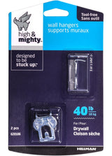 Canvas WAll Hanger, Easy to Remove, 40-lb Capacity, Silver, 2-pk