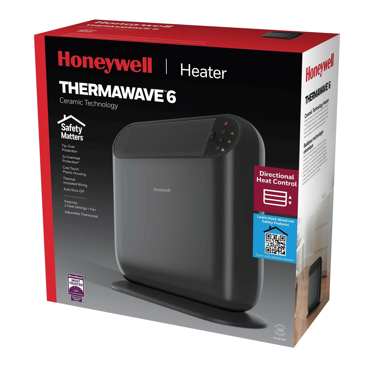 ThermaWave 6 Ceramic Space Heater, 1500W, Black