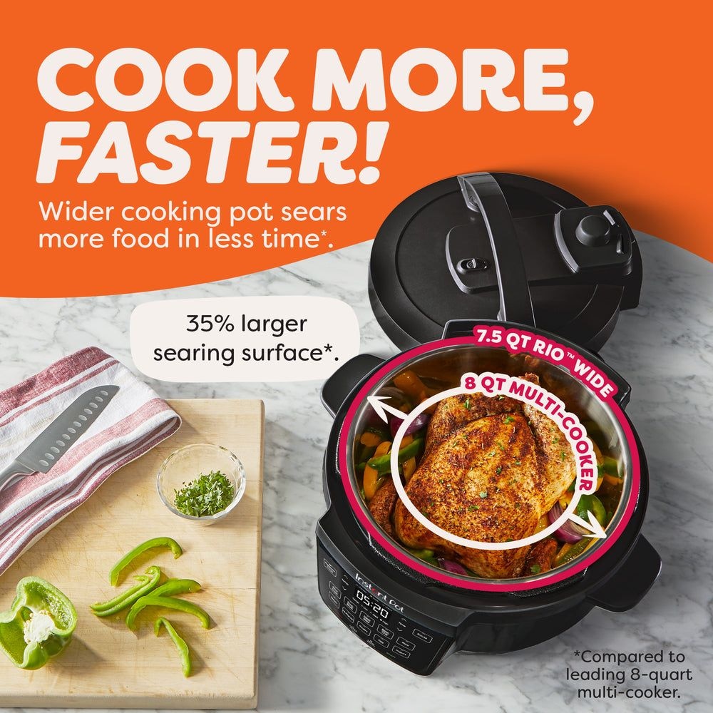 Wide Base Pressure Cooker with Easy Release, 7.5-qt