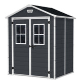 Manor Resin Outdoor Storage Shed with Fixed Window, Grey, 6-ft x 5-ft